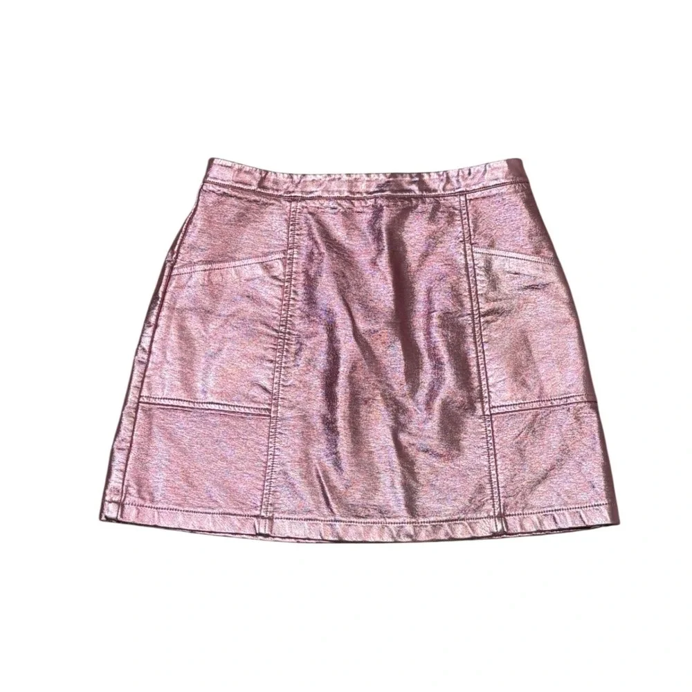 Art‎ Class Girls XL 14-16 Metallic Pink Faux Leather Mini Skirt A-Line Zipper